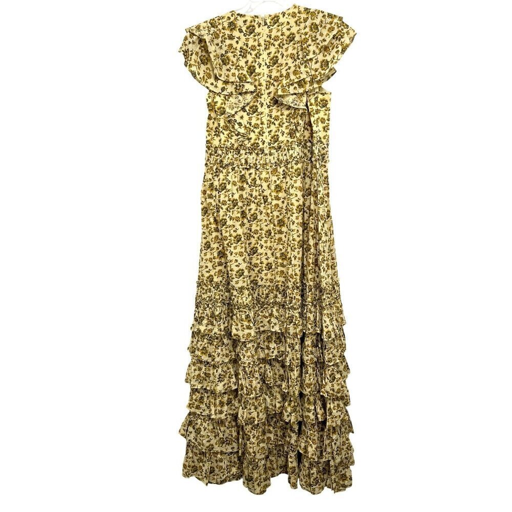 Anthropologie Mac Duggal Ruffle Cotton Voile Formal Gown Maxi Dress Size 12 - Picture 8 of 10